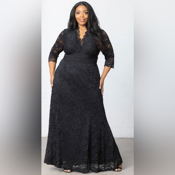 NWT KIYONNA Siren Elegant Black Lace Maxi Dress Plus size 4X 🌹🌸🌺 - Picture 1 of 10
